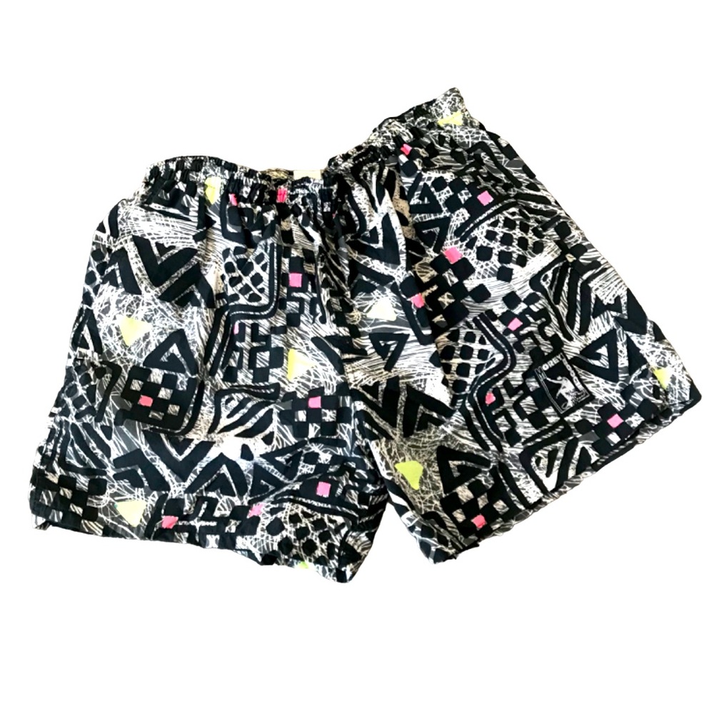 Vintage 80s neon Morey Boogie swim shorts